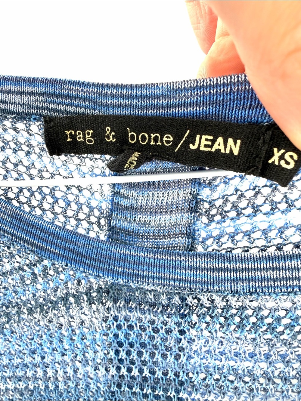 Rag & Bone Blue Y2K Mesh Pullover Crewneck Long Sleeve - Picture 5 of 6